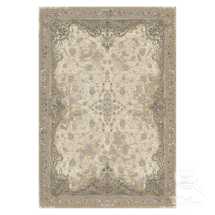 فرشینه مخمل ترک طرح قابی کرم کد L6-378