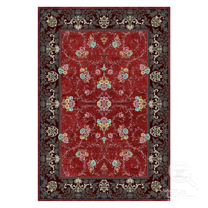 فرشینه مخمل ترک طرح گل فرنگ لاکی کد L8-788