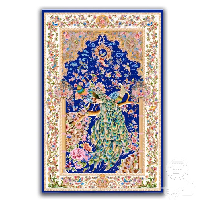 فرشینه مخمل ترک طرح درختی نیلی کد A4-002