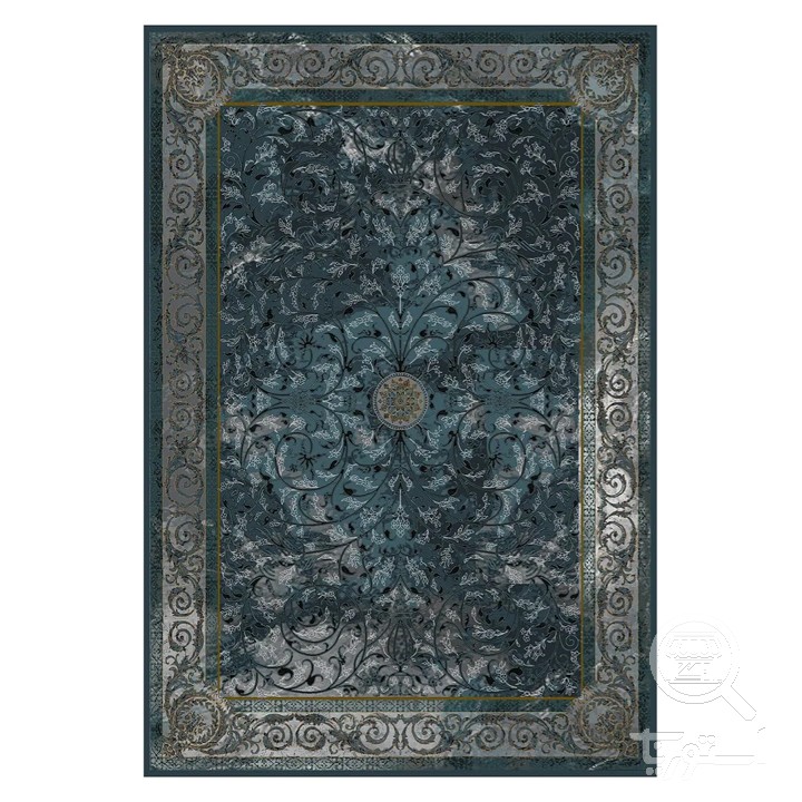 فرشینه مخمل ترک طرح اسلیمی نیلی کد L6-352