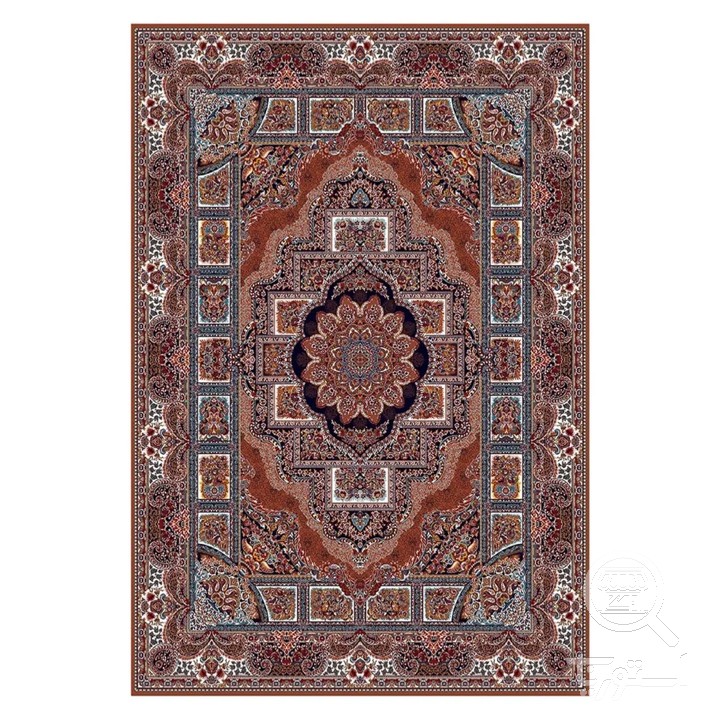 فرشینه مخمل ترک طرح ترنج آجری کد U9-598
