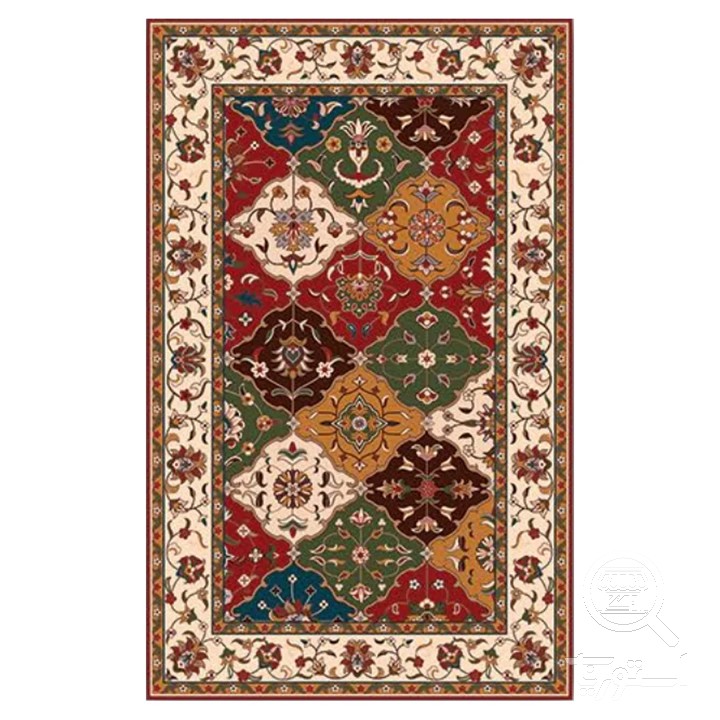 فرشینه مخمل ترک طرح خشتی لوزی رنگین کد O166