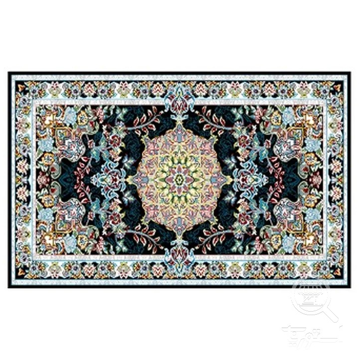 فرشینه مخمل ترک طرح ترنج فیروزه ای کد R4-186