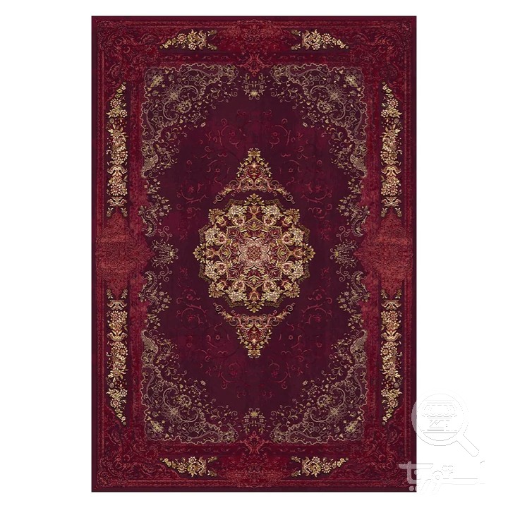 فرشینه مخمل ترک طرح ترنج شرابی کد L6-550