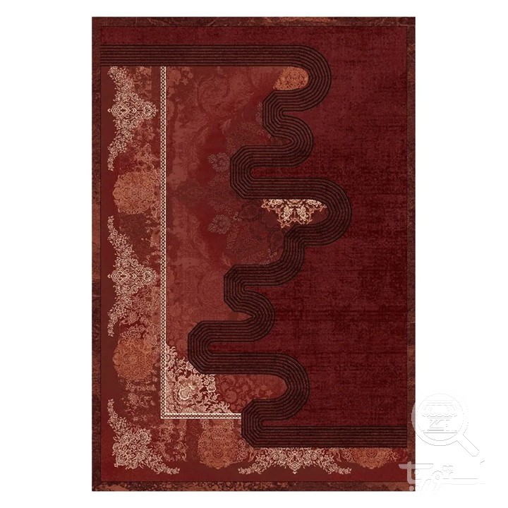 فرشینه مخمل ترک طرح آبستره شرابی کد L8-777