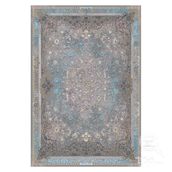فرشینه مخمل ترک طرح افشان فیروزه ای کد L6-509