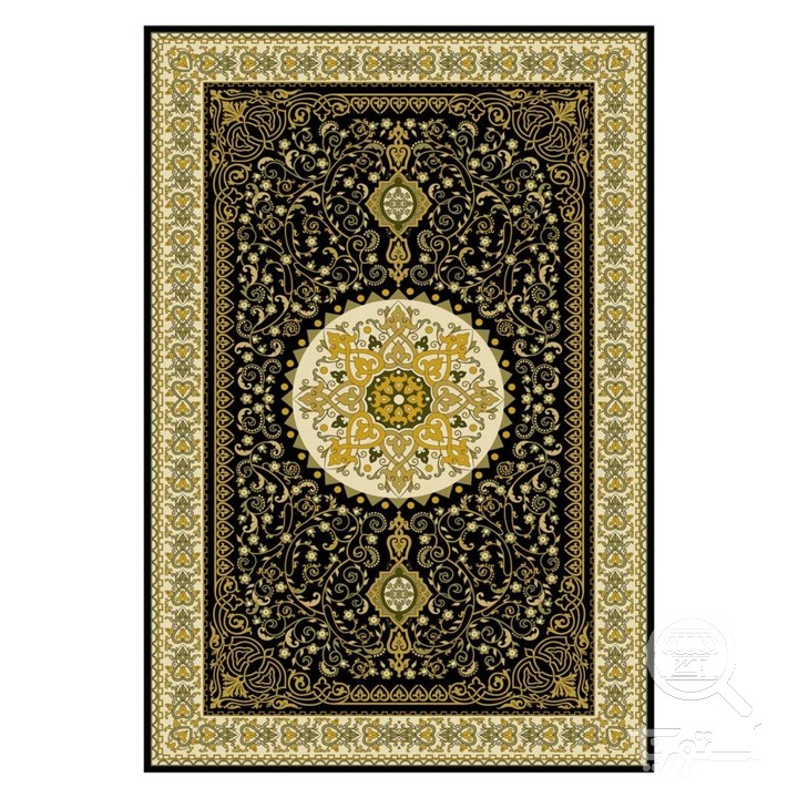 فرشینه مخمل ترک طرح شمسه زغالی کد U5-159