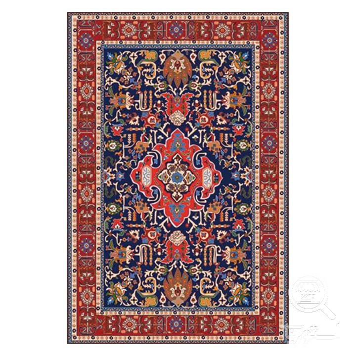 فرشینه مخمل ترک طرح عشایری نیلی سرخ کد O133