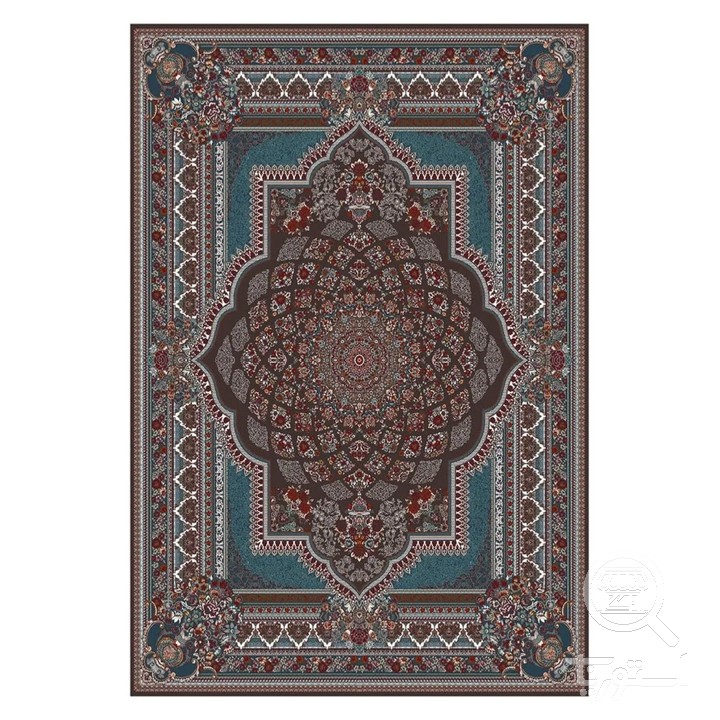فرشینه مخمل ترک طرح شمسه طوسی کد U9-575