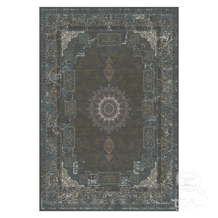 فرشینه مخمل ترک طرح ترنج زمردی کد L6-455