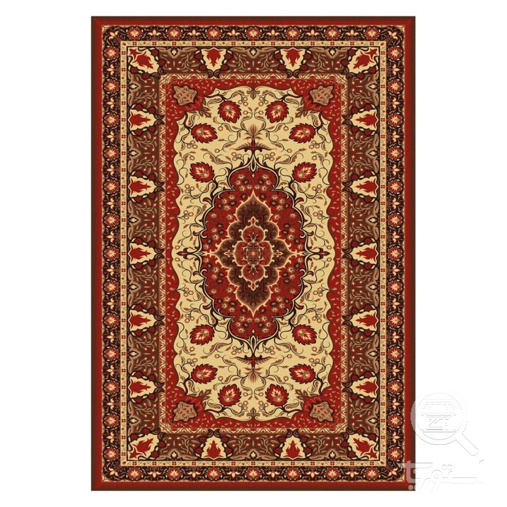 فرشینه مخمل ترک طرح لچک ترنج عنابی کد U5-106