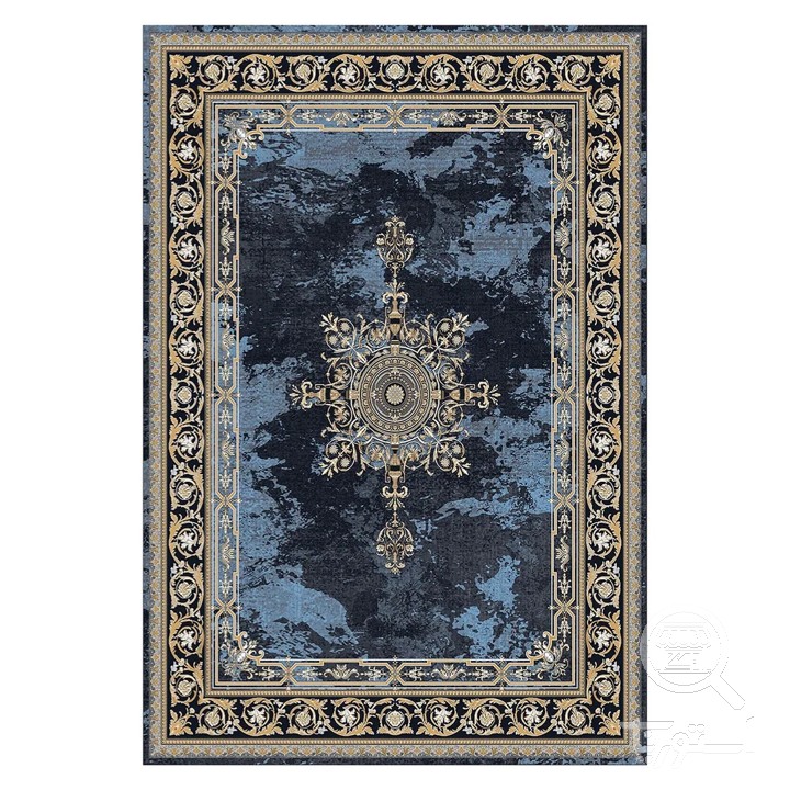 فرشینه مخمل ترک طرح مرمر نیلی کد L6-385
