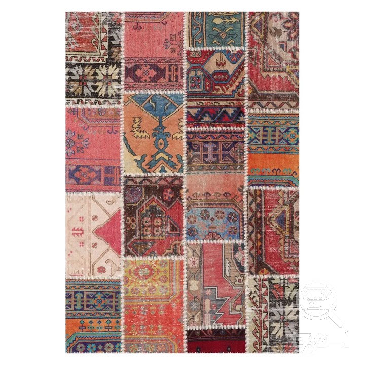 فرشینه مخمل ترک طرح چهل تکه لاکی کد U5-226