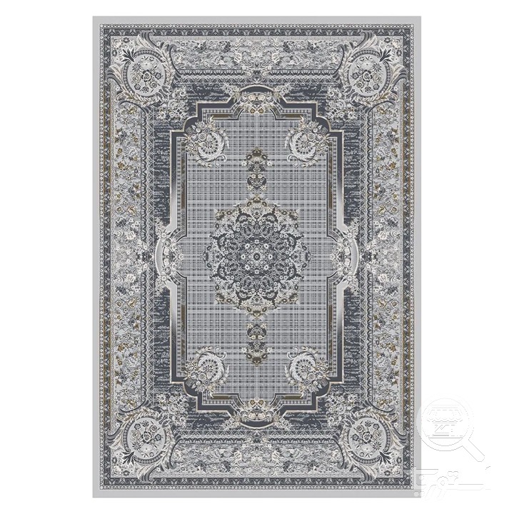فرشینه مخمل ترک طرح قابی نقره ای کد L6-104