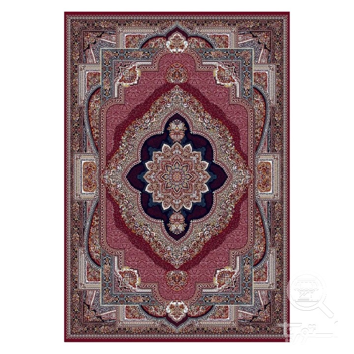 فرشینه مخمل ترک طرح ترنج شرابی کد U9-600