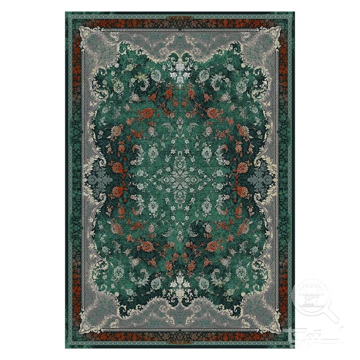 فرشینه مخمل ترک طرح افشان زمردی کد L6-507