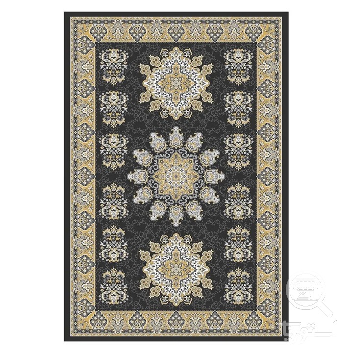 فرشینه مخمل ترک طرح شمسه زغالی کد U9-583