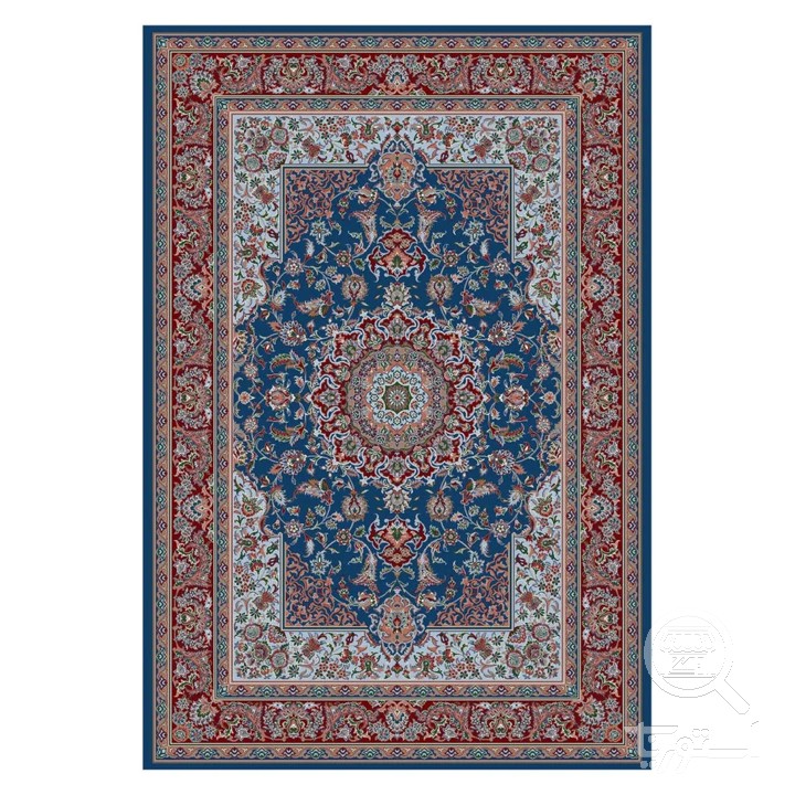 فرشینه مخمل ترک طرح لچک ترنج نیلی کد U5-102