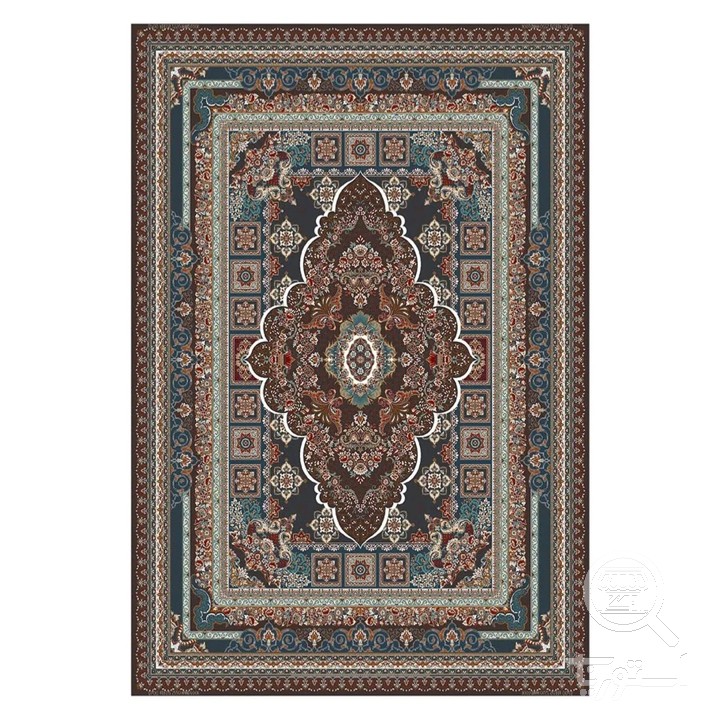 فرشینه مخمل ترک طرح ترنج زغالی کد U9-580