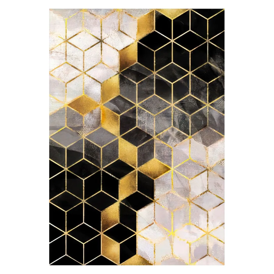 فرشینه مخمل ترک طرح هندسی مسی کد U5-262
