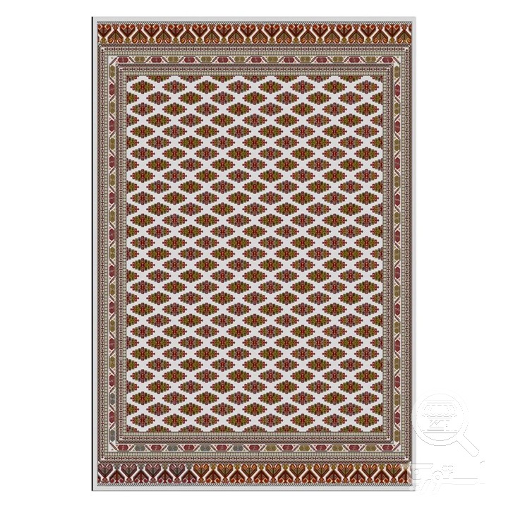 فرشینه مخمل ترک طرح لوزی ریز سفید کد U9-534