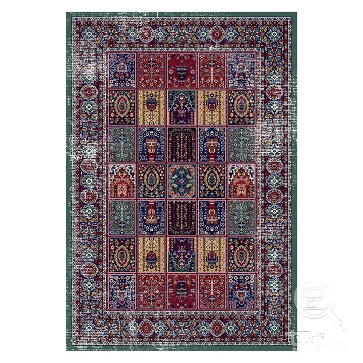 فرشینه مخمل ترک طرح خشتی رنگین کد U9-590