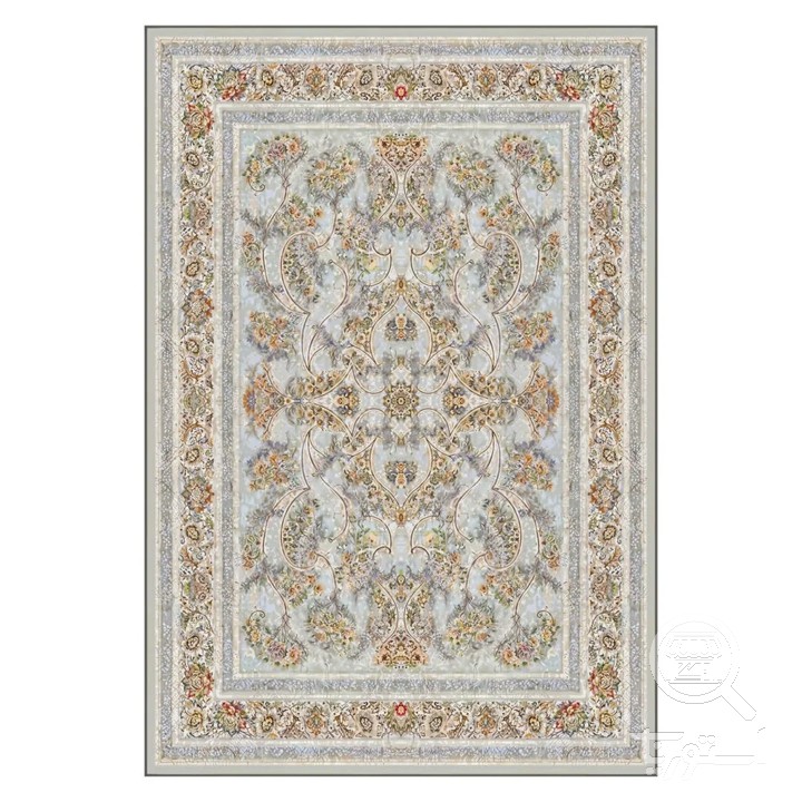 فرشینه مخمل ترک طرح گل فرنگ آسمانی کد U5-23