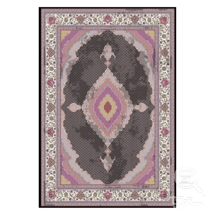 فرشینه مخمل ترک طرح لچک ترنج یاسی کد L8-686