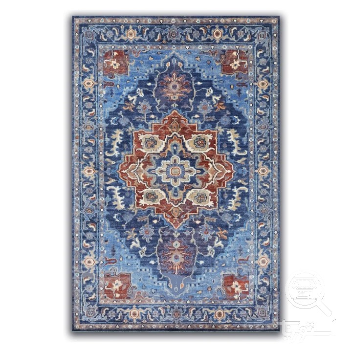 فرشینه مخمل ترک طرح ترنج نیلی کد A4-169
