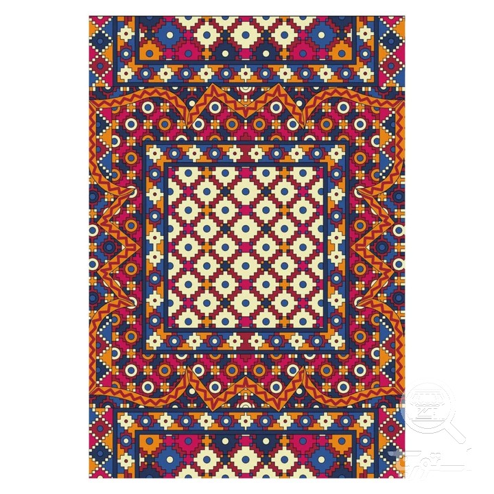 فرشینه مخمل ترک طرح قابی رنگارنگ کد U5-253