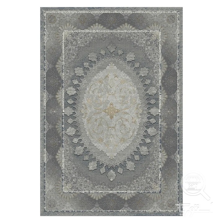 فرشینه مخمل ترک طرح ترنج طوسی کد L6-261