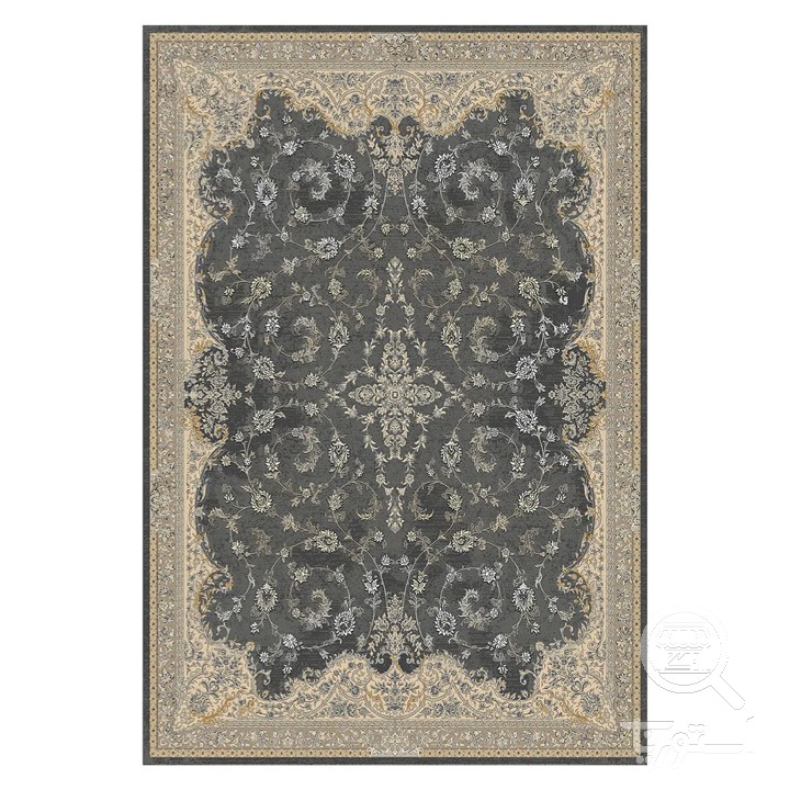 فرشینه مخمل ترک طرح قابی زغالی کد L6-379