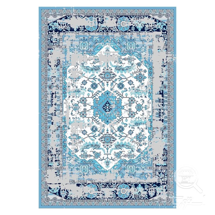فرشینه مخمل ترک طرح وینتیج آسمانی کد U9-487