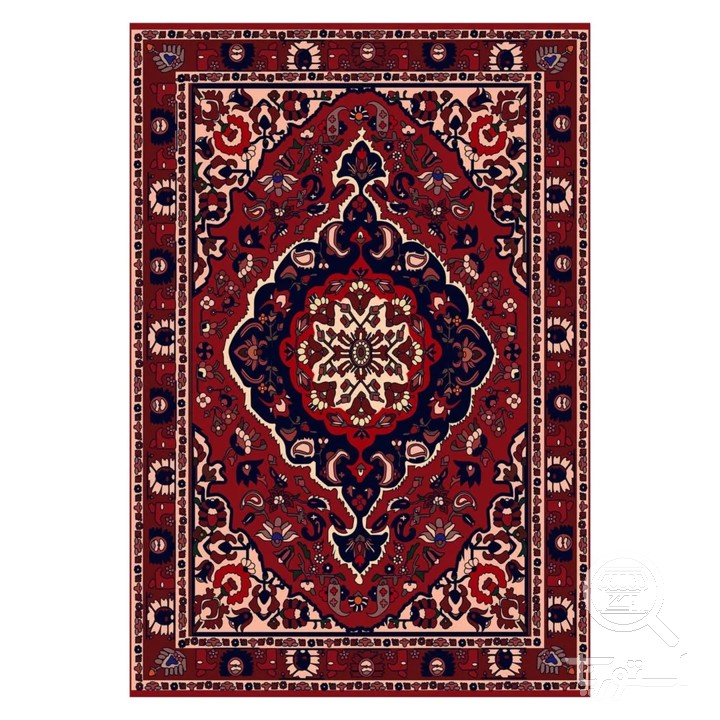فرشینه مخمل ترک طرح ترنج زرشکی کد U5-105