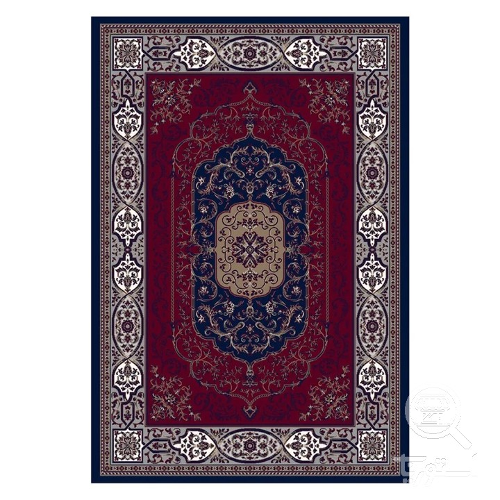 فرشینه مخمل ترک طرح ترنج سرمه ای زرشکی کد U9-574