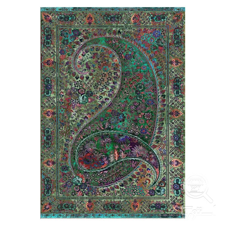 فرشینه مخمل ترک طرح بته جقه زمردی کد U5-141