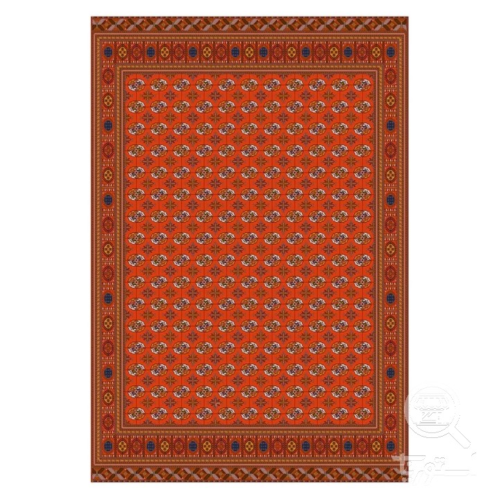 فرشینه مخمل ترک طرح گل ریز آجری کد U9-532