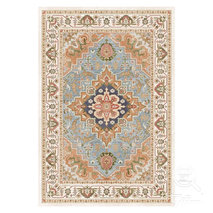 فرشینه مخمل ترک طرح لچک ترنج مسی کد U5-97