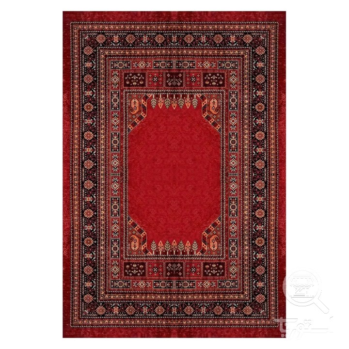فرشینه مخمل ترک طرح قابی شرابی کد U5-110