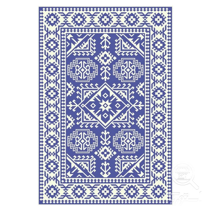 فرشینه مخمل ترک طرح هندسی نیلی کد U9-491