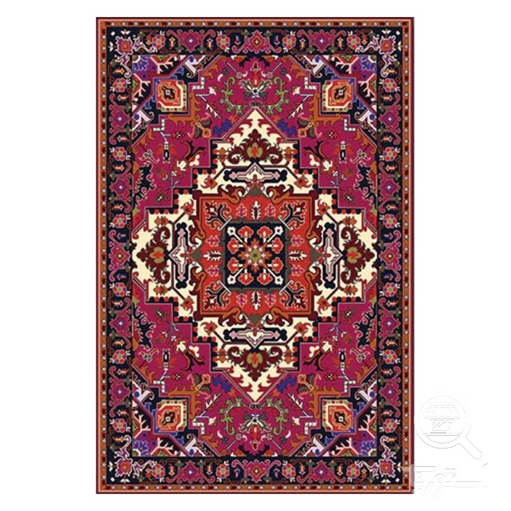 فرشینه مخمل ترک طرح ترنج سرخابی کد O137