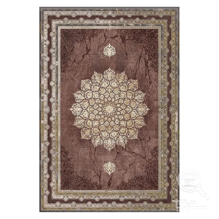 فرشینه مخمل ترک طرح مرمر نسکافه ای کد L6-319