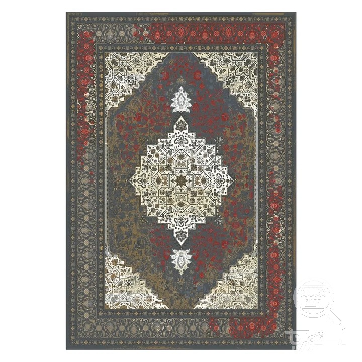 فرشینه مخمل ترک طرح لچک ترنج آجری کد L8-760