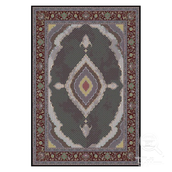 فرشینه مخمل ترک طرح لچک ترنج طوسی کد L8-687