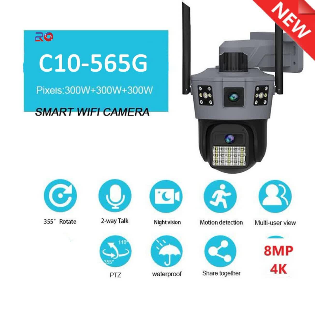 دوربین مینی اسپیددام دو لنز سیمکارتی چرخشی 8MP 4K C10-565G