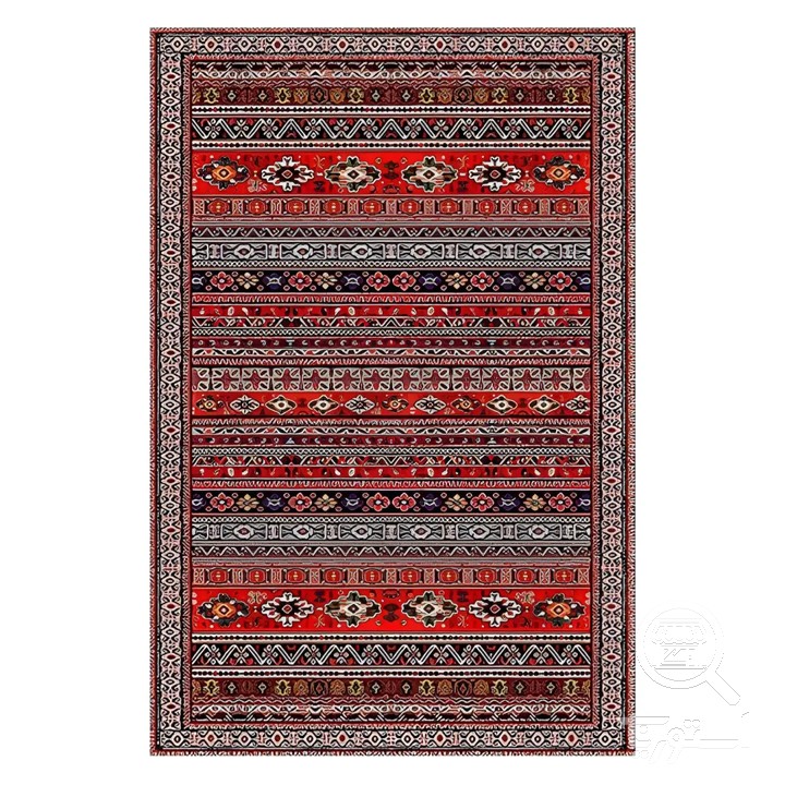 فرشینه مخمل ترک طرح گلیم راه راه لاکی کد O117