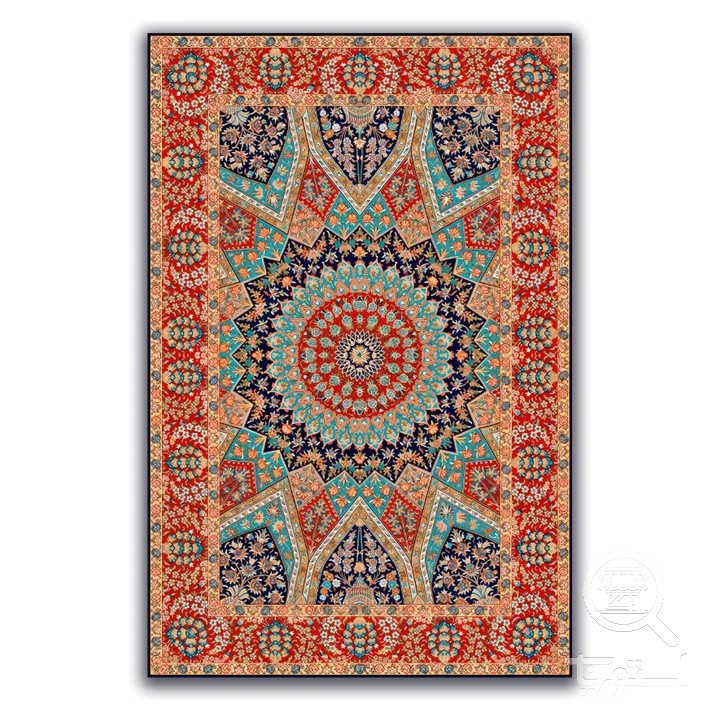 فرشینه مخمل ترک طرح شمسه آجری کد A4-025