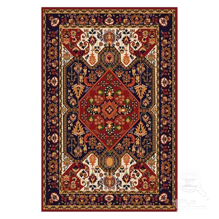 فرشینه مخمل ترک طرح عشایری لوزی سرمه ای کد O126