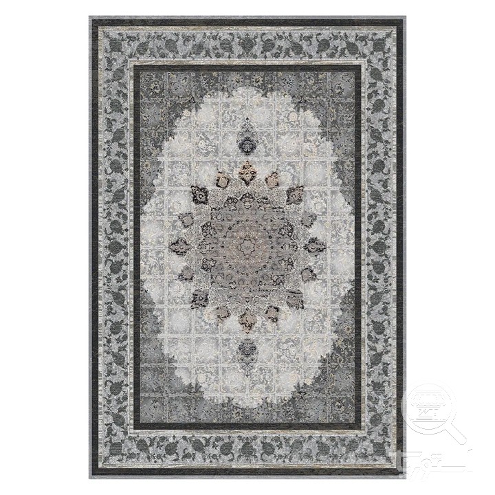 فرشینه مخمل ترک طرح شمسه طوسی کد L6-434