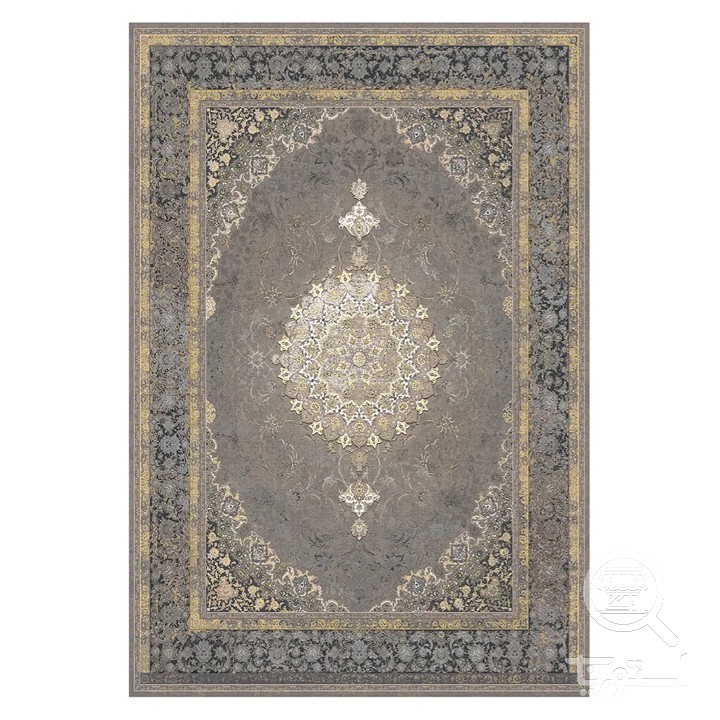 فرشینه مخمل ترک طرح ترنج طوسی کد L6-364